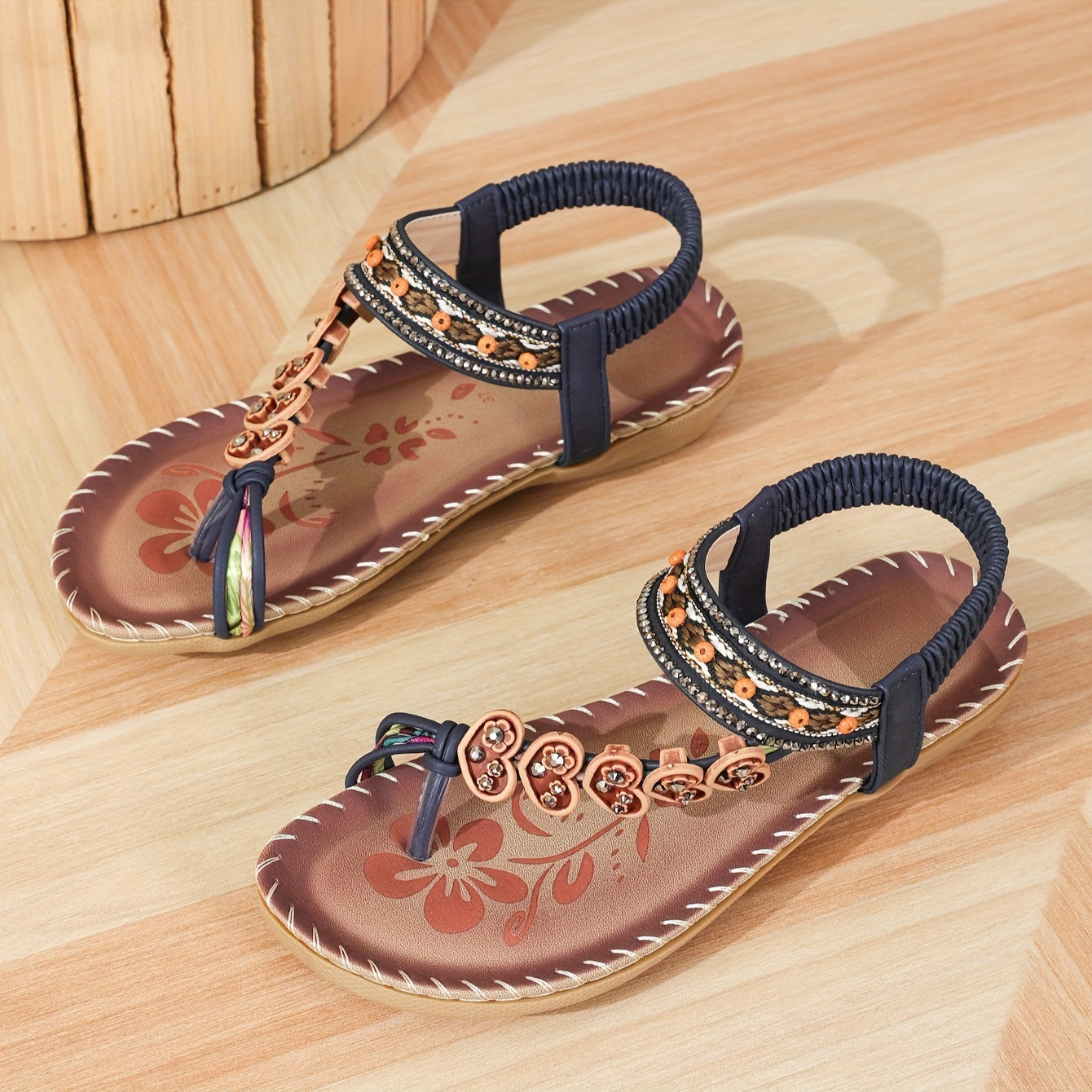 Chaussures Femmes Été Fleurs Lacets Plates Confortables