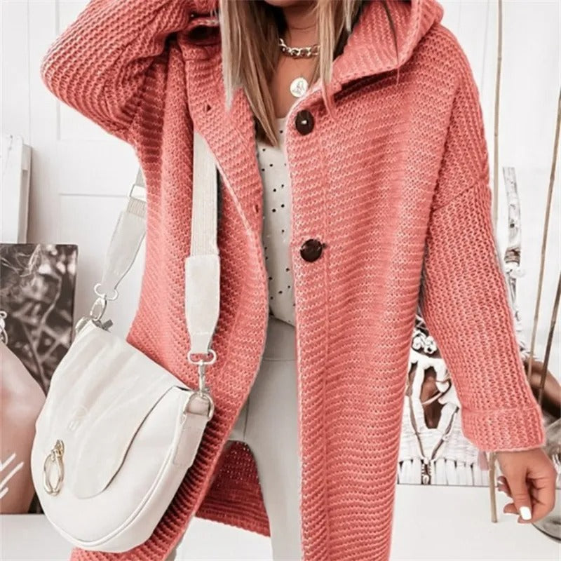 Manteau femme hiver épais avec capuche rose foncé
