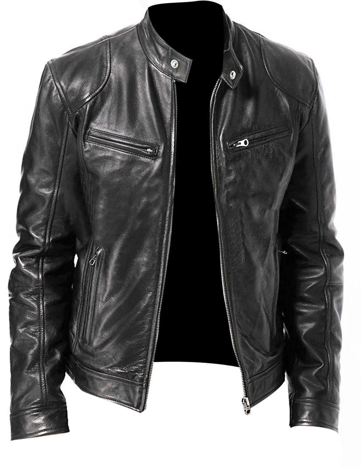 Blouson Cuir Noir Homme Zippé Moderne