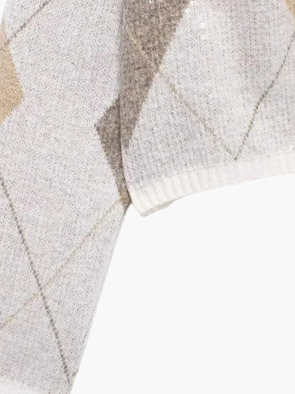 Cardigan Femme Motif Losange Classique