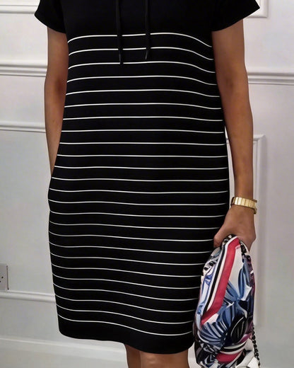 Robe Femme Coton Décontractée Manches Courtes Coupe Droite