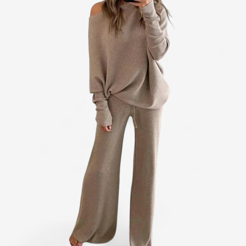 Robe Décolletée Femme avec Pantalon Évasé