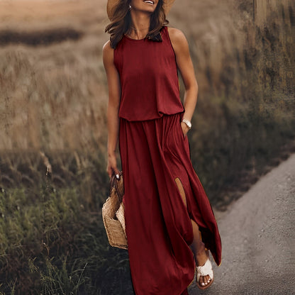Robe Été Femme Longue sans Manches Décolleté Profond - PanierRoyale