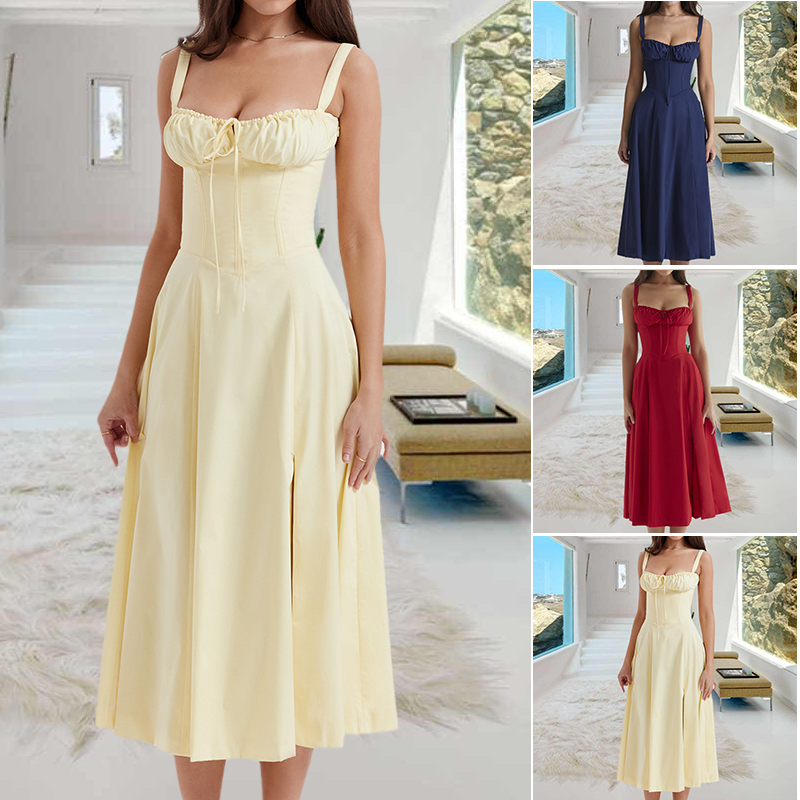 Zoë™ – Robe d'Été Femme Chic avec Détails en Dentelle et Fente Latérale-2