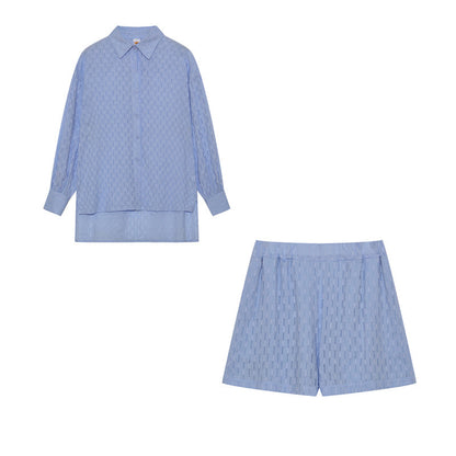 Ensemble Décontracté Femme : Blouse et Short en Coton Oversize