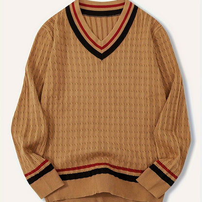 Pull Homme Col V en Laine avec Texture Jacquard