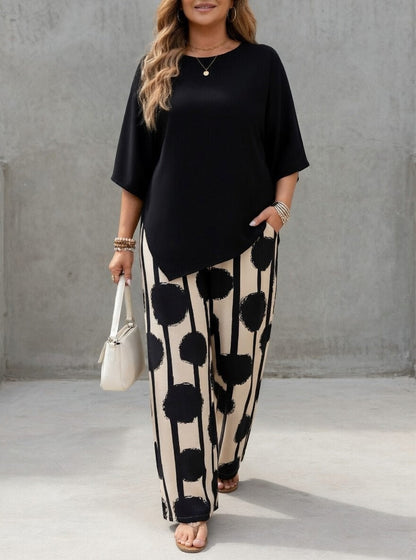 Ensemble Femme Asymétrique Fluide et Pantalon Imprimé - PanierRoyale