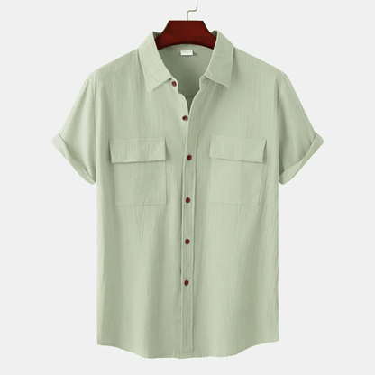 Chemise Homme Simples Manches Courtes avec Poches