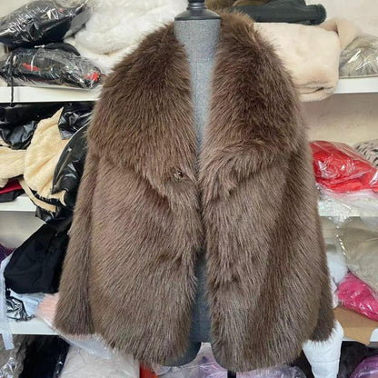 Veste Fourrure Synthétique Femme Hivernale Chaud