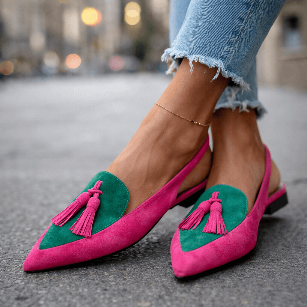 Mules Femme Similicuir Pompons Style Classique