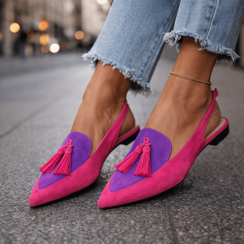 Mules Femme Similicuir Pompons Style Classique