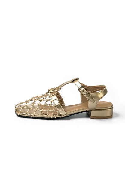 Sandales Or Décolletées avec Maille Élégante