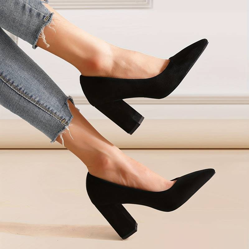 Escarpins Femmes Cuir Noir Talons Hauts Élégants