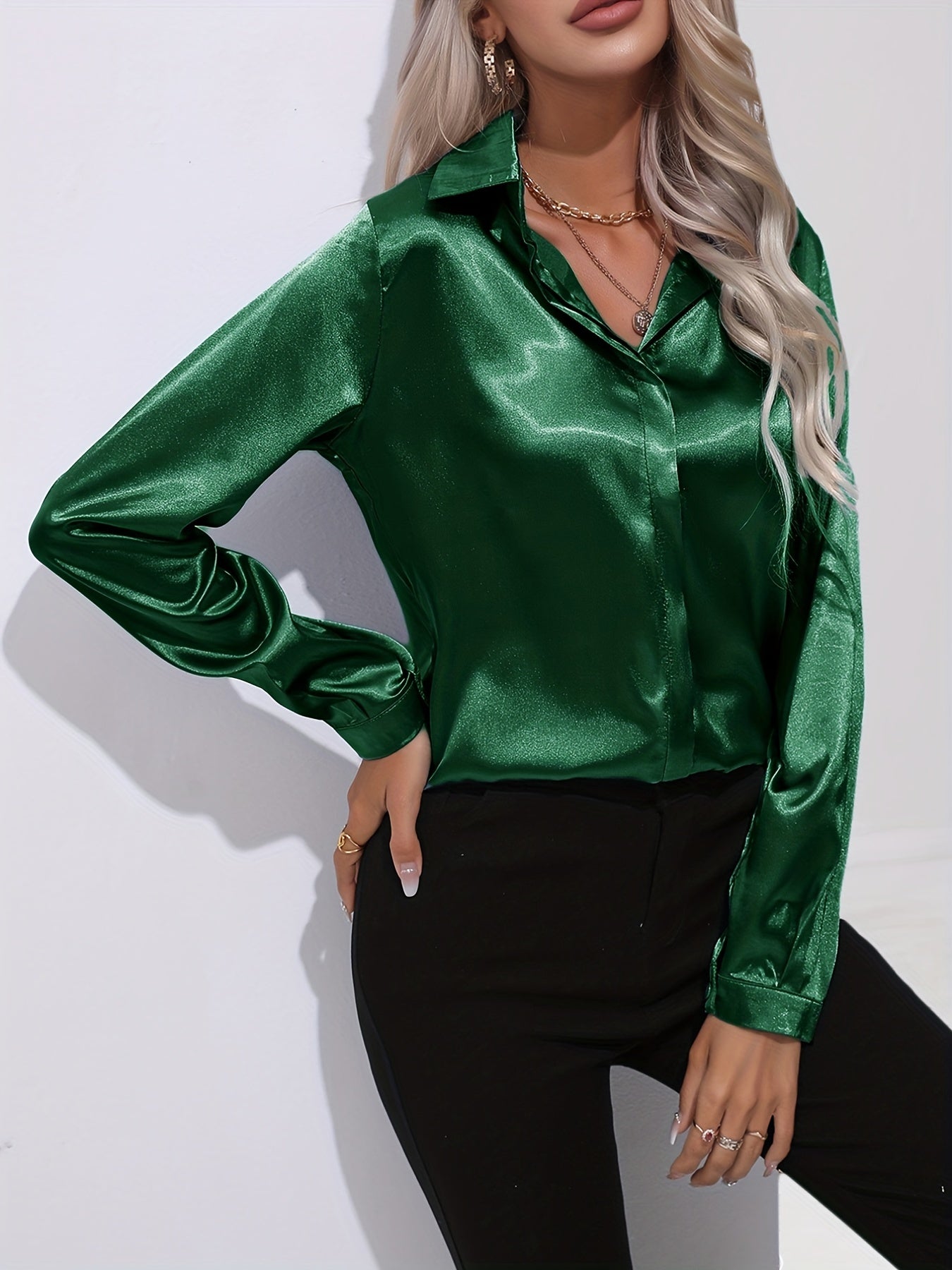 Chemise Femme en Soie Élégante Manches Longues