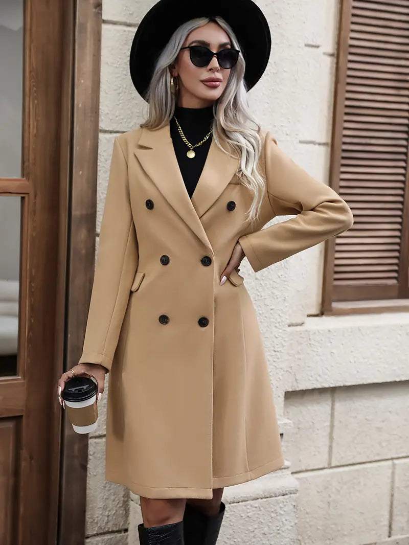 Manteau Femme Laine Double Boutonnage Coupe Structurée