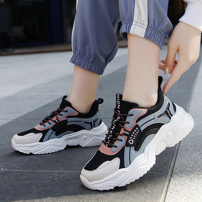 Baskets Femmes Confortables - Chaussures Sport Mesh et Cuir - PanierRoyale