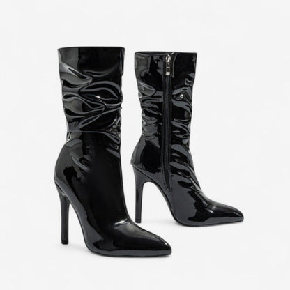 Bottines Femmes à Talon Haut avec Fermeture Éclair Zip