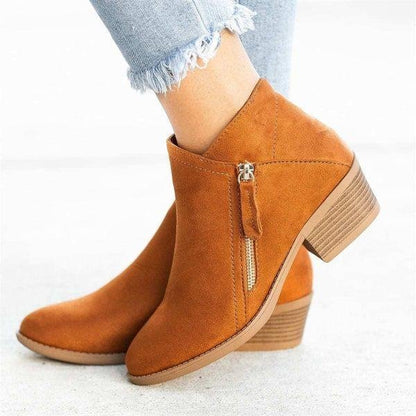 Bottes Femmes Haut de Gamme en Cuir Souple avec Fermeture Éclair
