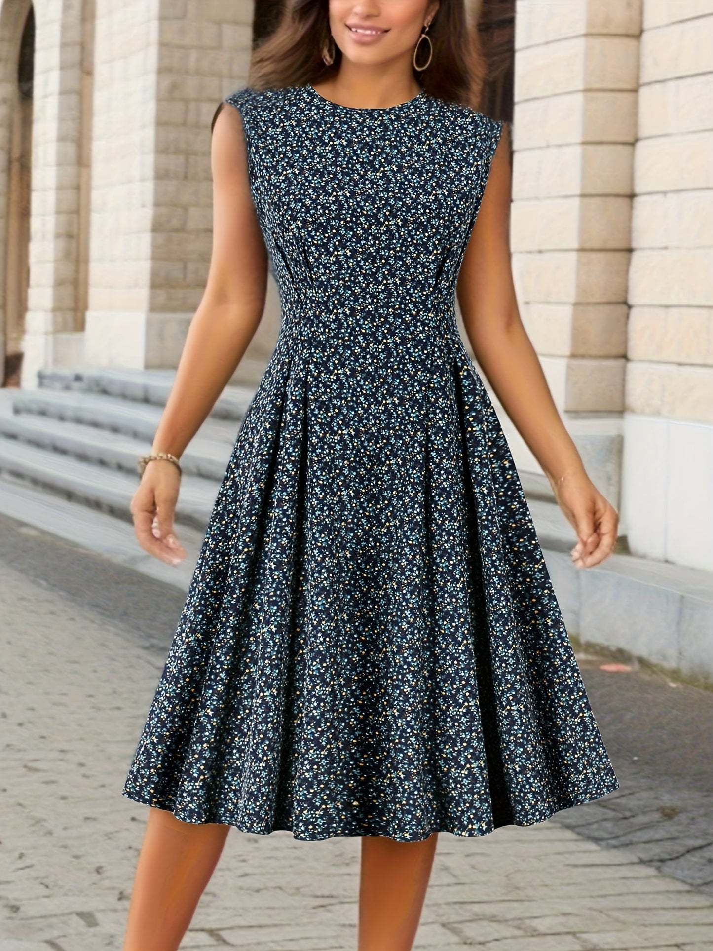 Robe Été Chic Fleuri pour Femme sans Manches - PanierRoyale