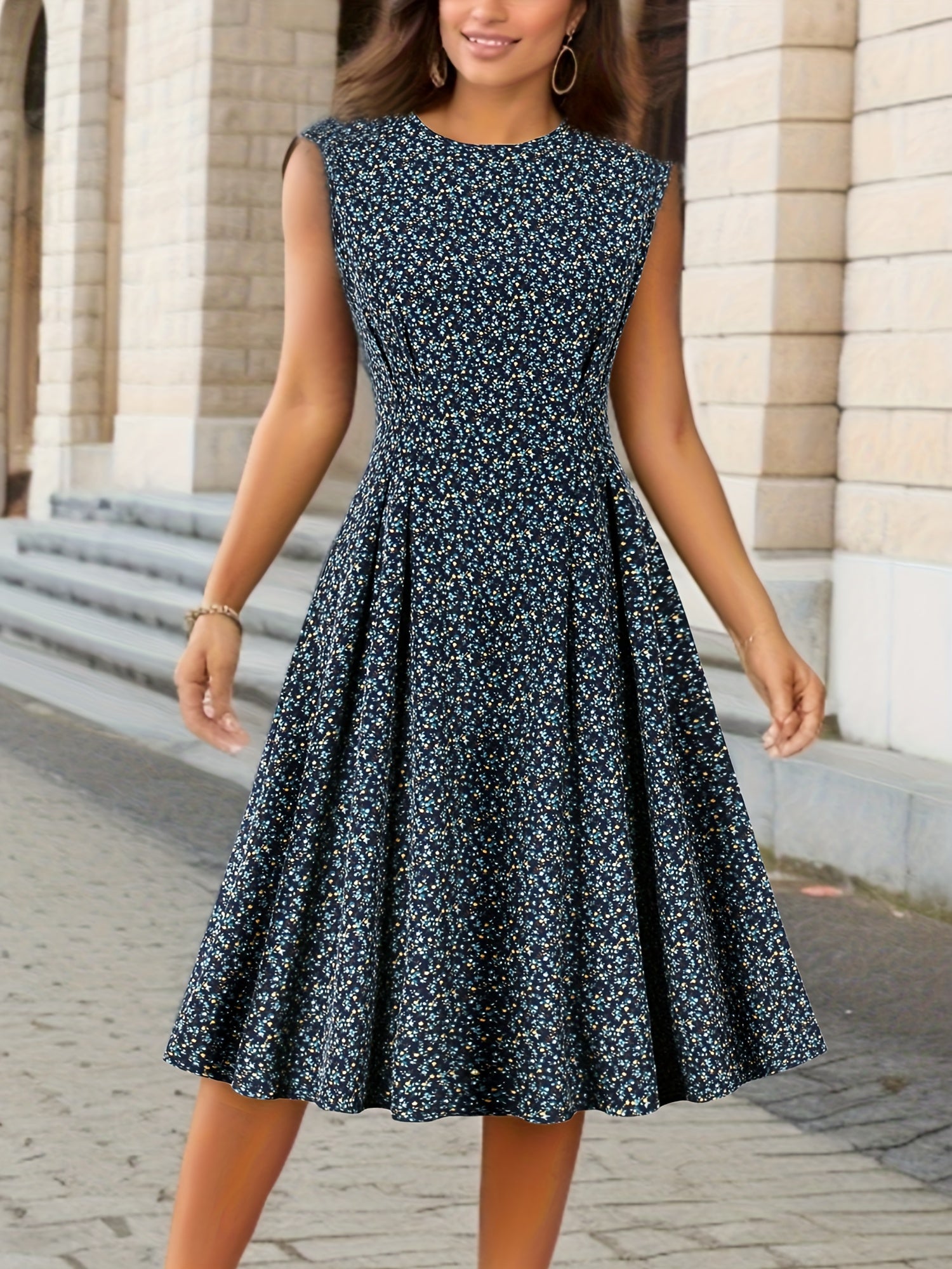 Robe Été Chic Fleuri pour Femme sans Manches - PanierRoyale