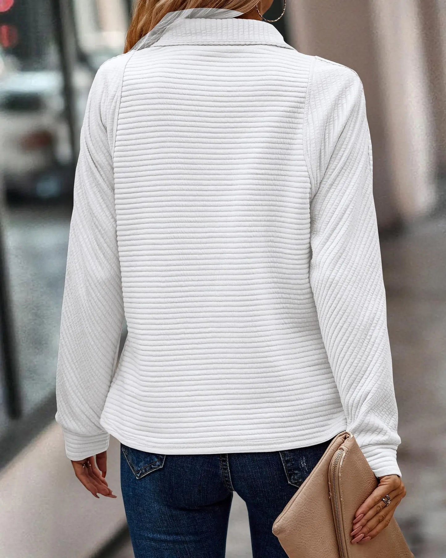Pull Femme Col V avec Fermeture Éclair pour Printemps
