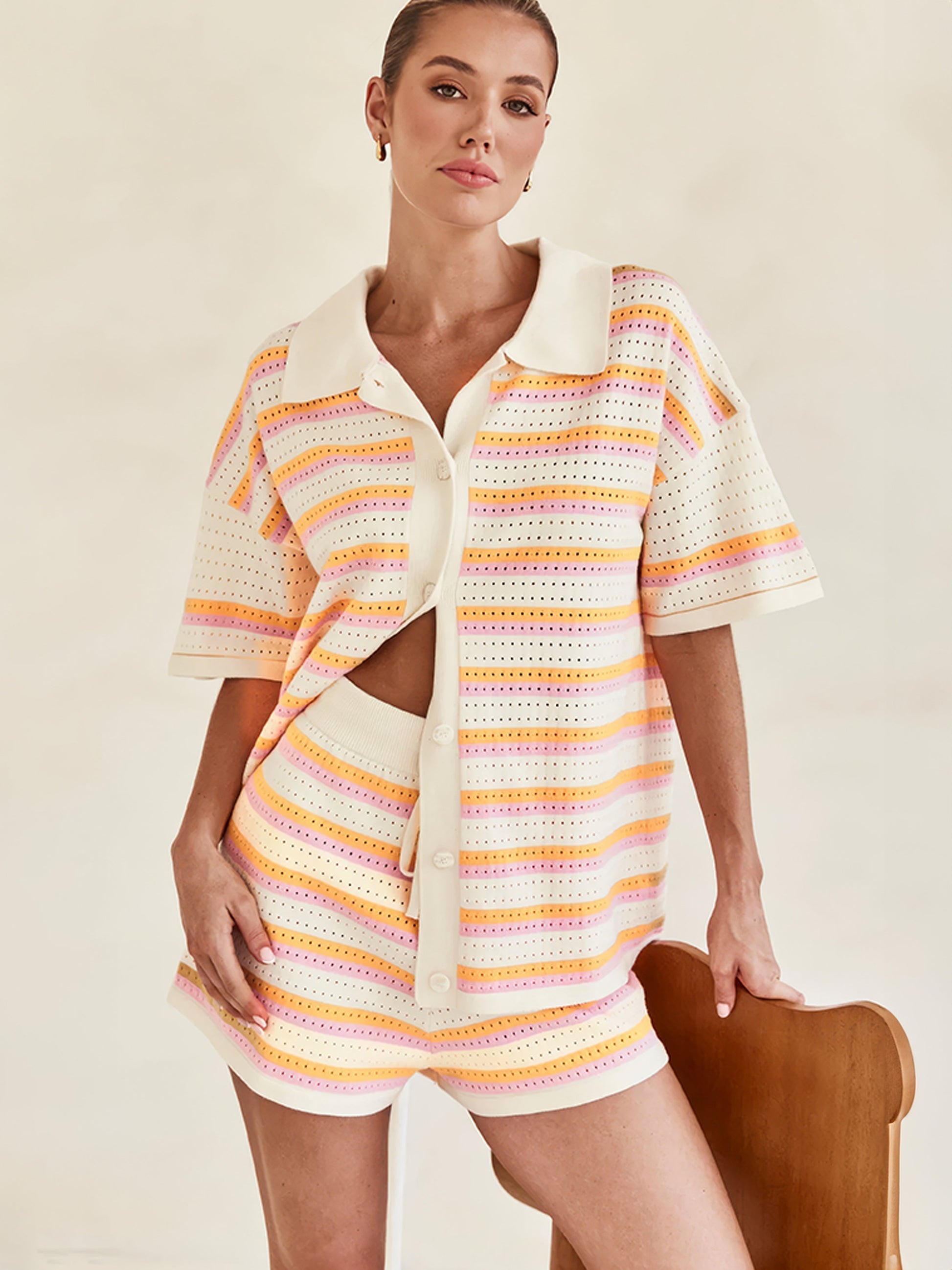 Ensemble Deux Pièces Rayé Élégant pour Femme - PanierRoyale