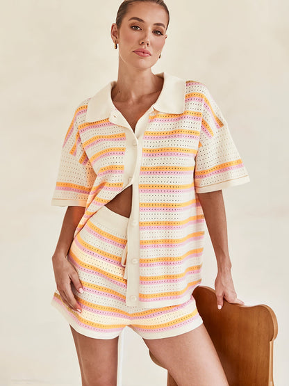 Ensemble Deux Pièces Rayé Élégant pour Femme - PanierRoyale