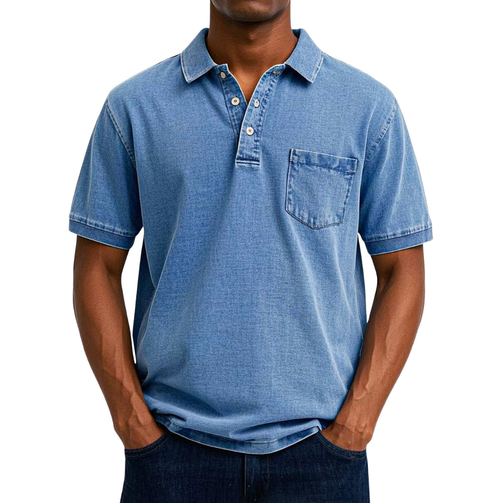 Chemise Homme Lin Coton avec Manches Courtes et Poche - PanierRoyale