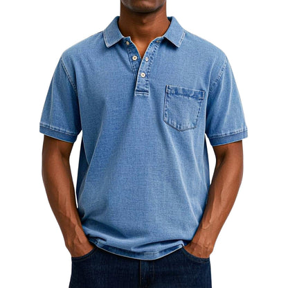 Chemise Homme Lin Coton avec Manches Courtes et Poche - PanierRoyale