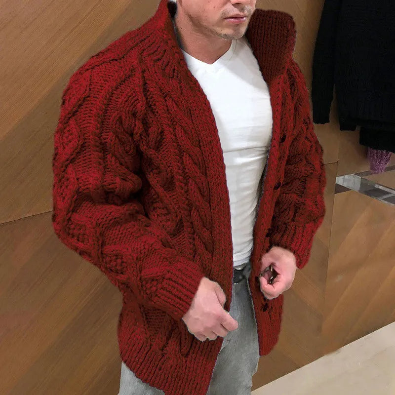 Gilet Homme En Maille Épaisse Noir Classique