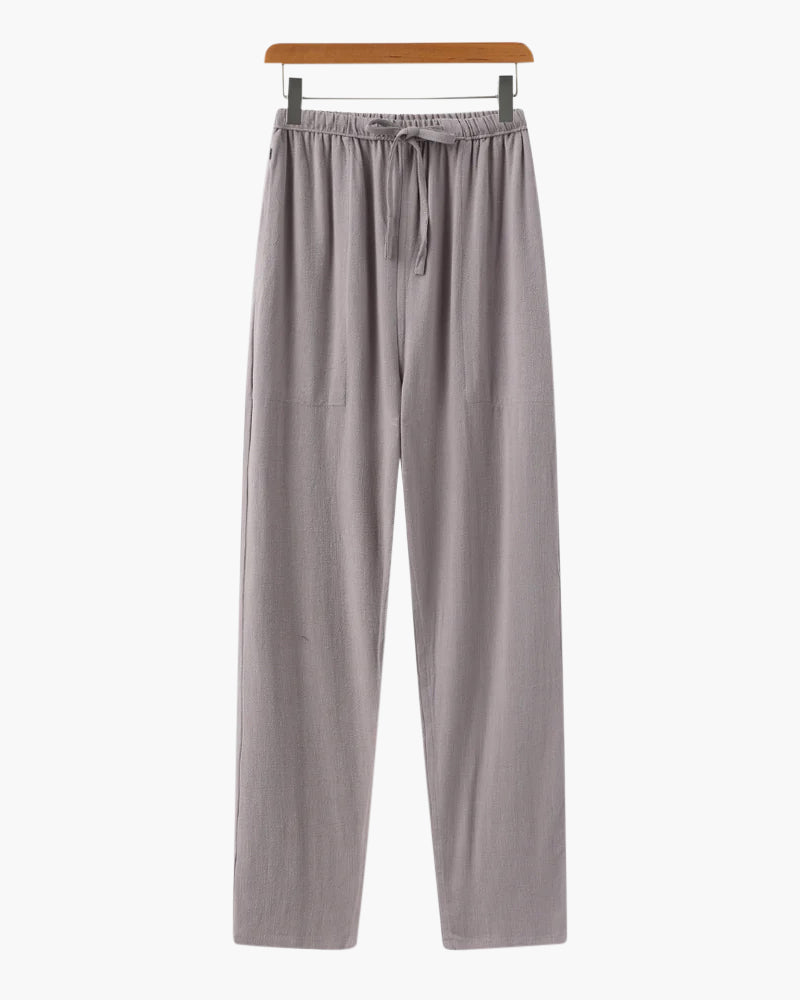 Pantalon Lin Slim Fit Homme pour Été en Lin avec Cordons