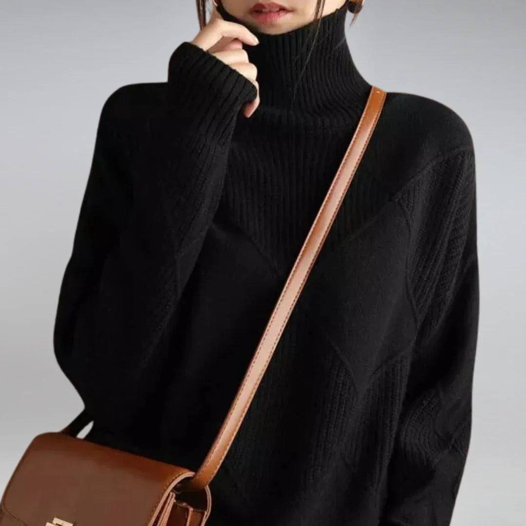 Pull Féminin Col Roulé Manches Longues Élégant