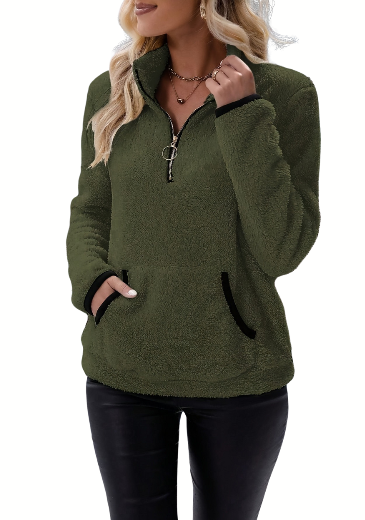 Pull Polaire Chaud et Confortable Mi-Zippé