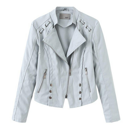 Blouson Moto Femme Noir Cuir Élégant