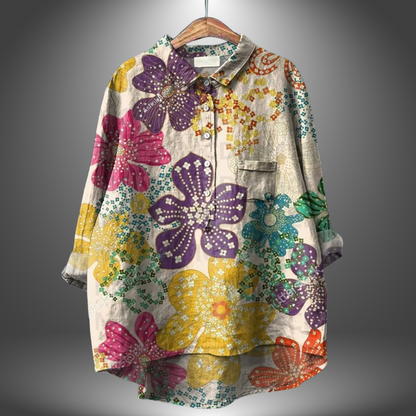 Chemise Manches Courtes Florale Femme Élégante