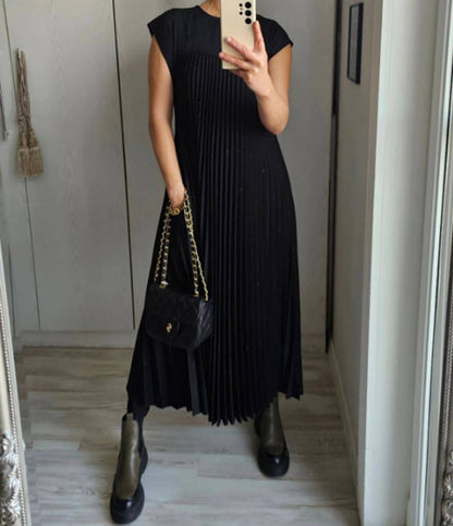Robe longue Femme Fluide Sans Manches Col Rond Poches Décontractée
