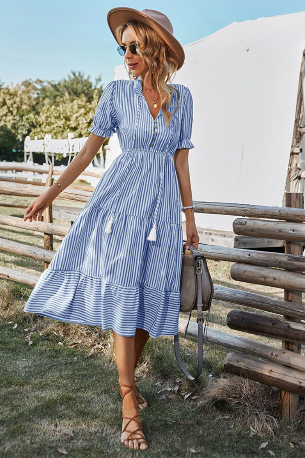 Robe Été Mi-Longue pour Femme avec Ceinture Réglable - PanierRoyale