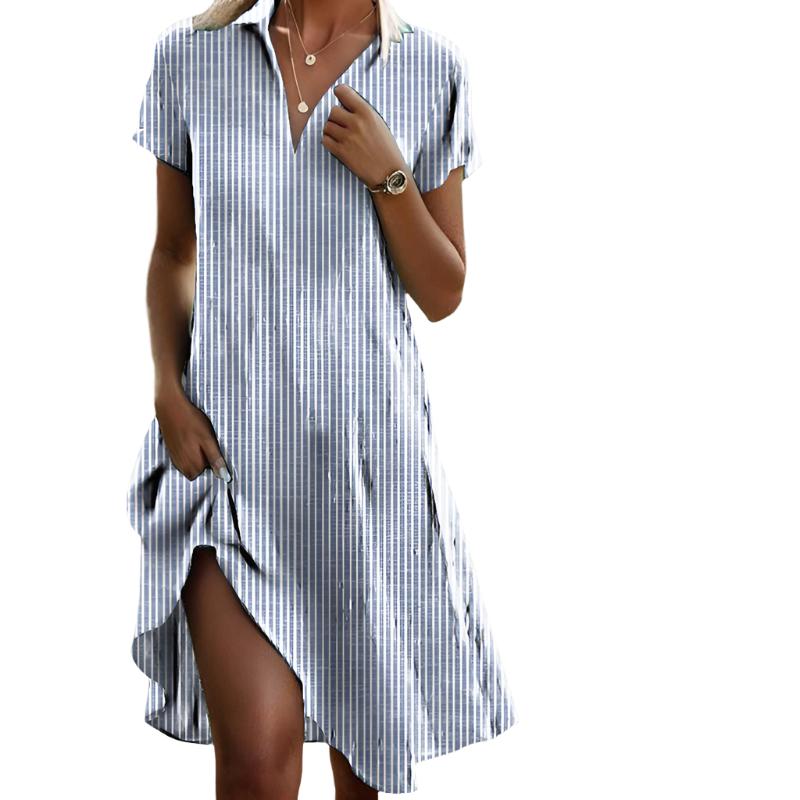 Robe Chemisier Rayée Femme Élégante et Confortable - PanierRoyale