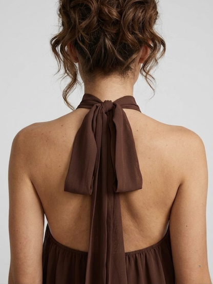 Robe Courte Femme Dos Nu Col Halter Volantée