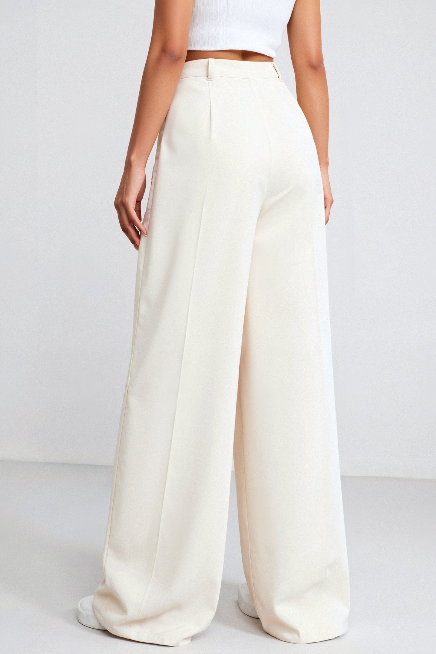 Pantalon Femme Élégant Taille Évasée avec Plis