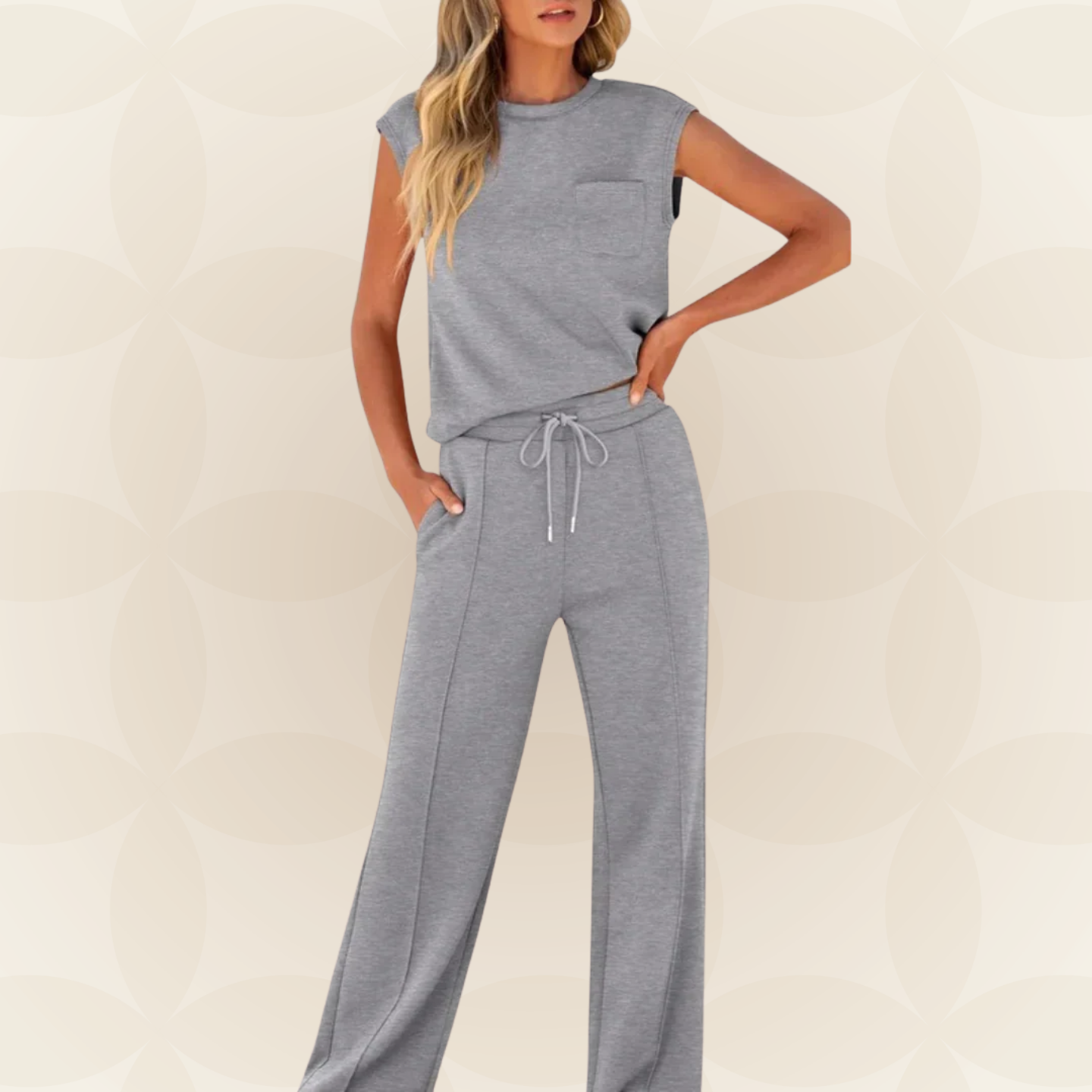 Ensemble Femme Sans Manches et Pantalon Large Fluide