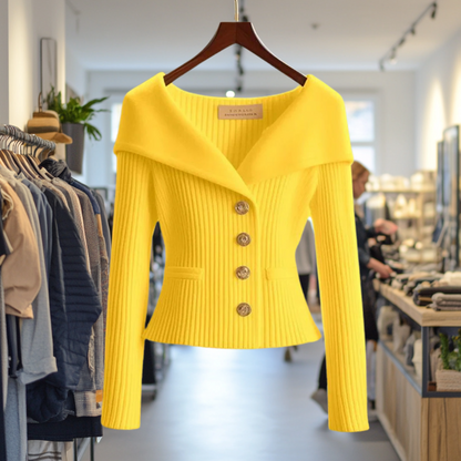 Gilet femme épais et chaud couleur jaune citron - PanierRoyale