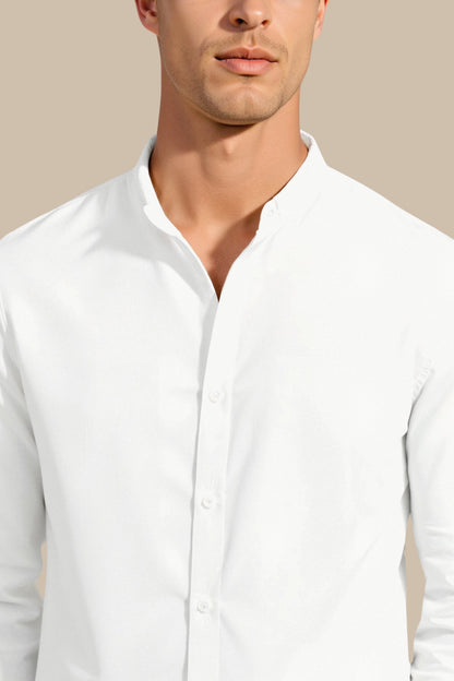 Chemise à Col Montant Blanc Classique