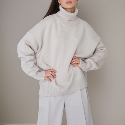 Pull Col Roulé Femme Élégant Hiver