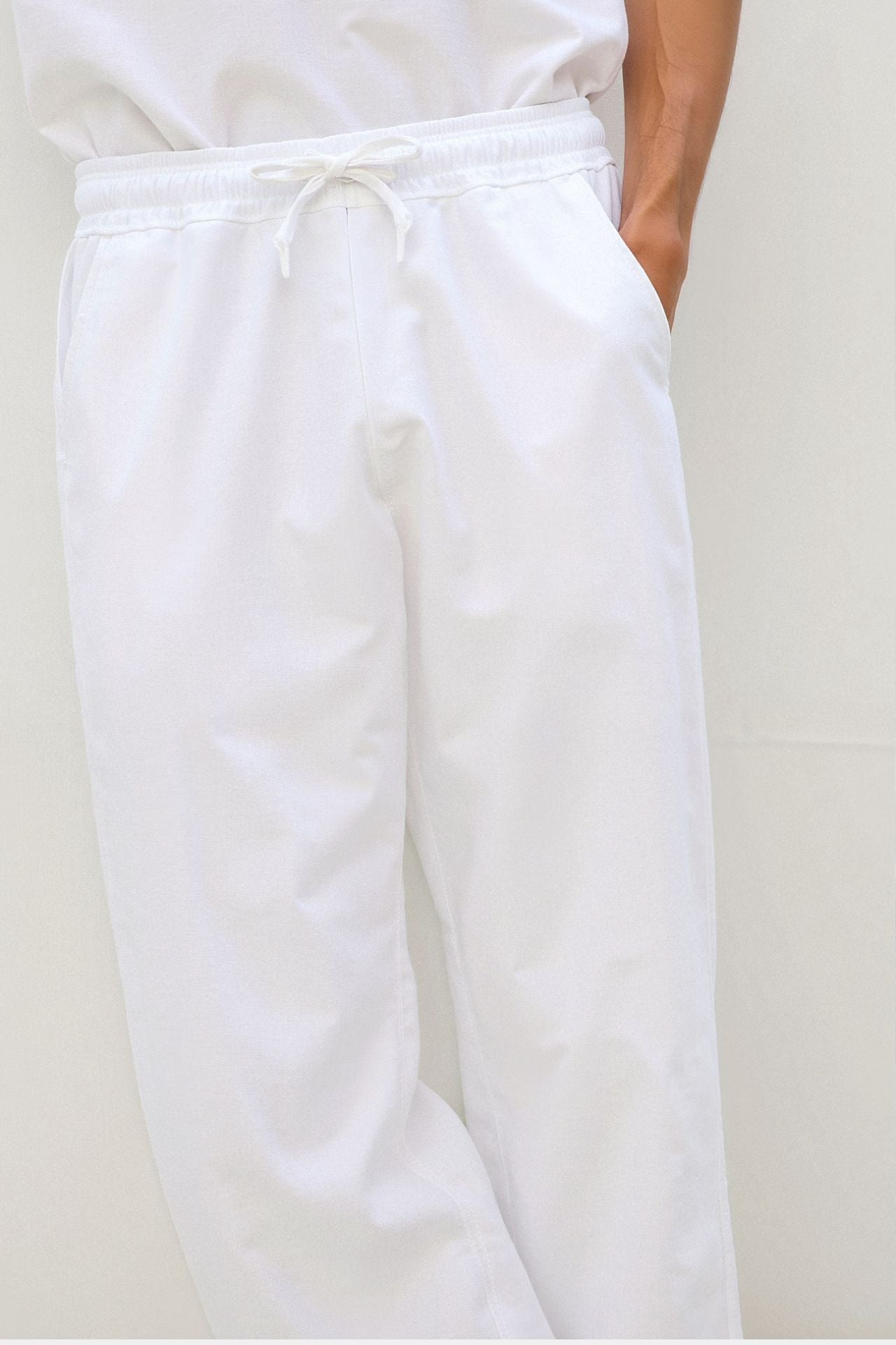 Pantalon de survêtement Homme Blanc avec Cordons de Serrage