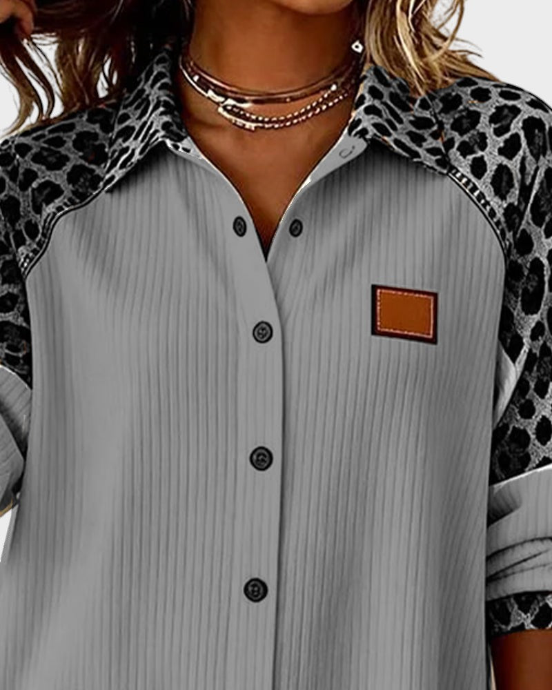 Chemise Femme Imprimé Léopard Coupe Décontractée Chic