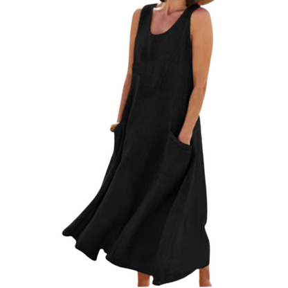 Robe Décontractée Été sans Manches avec Poches