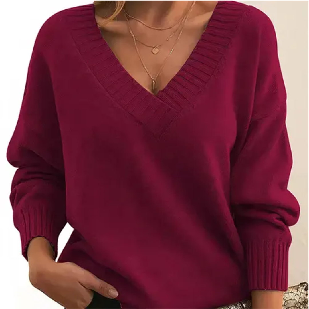 Pull Femme Col V Doux et Chaude pour Hiver