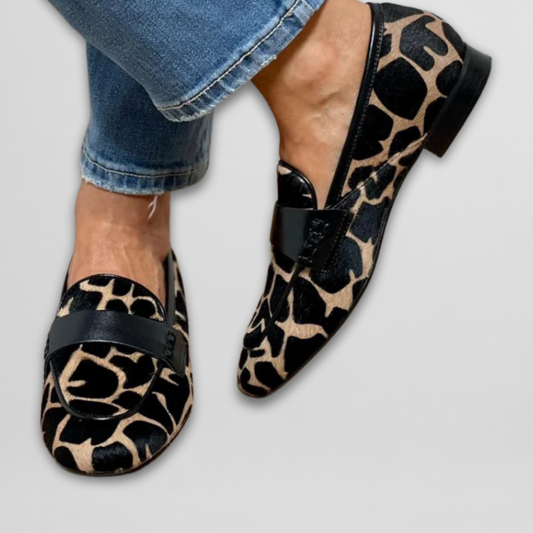 Mocassins Femme Cuir Imprimé Animal Style Classique Confort - PanierRoyale