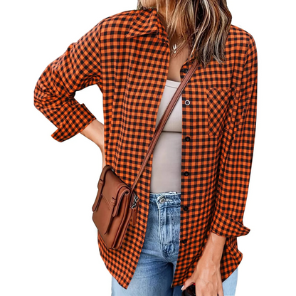 Chemise Décontractée Femme à Carreaux Doux